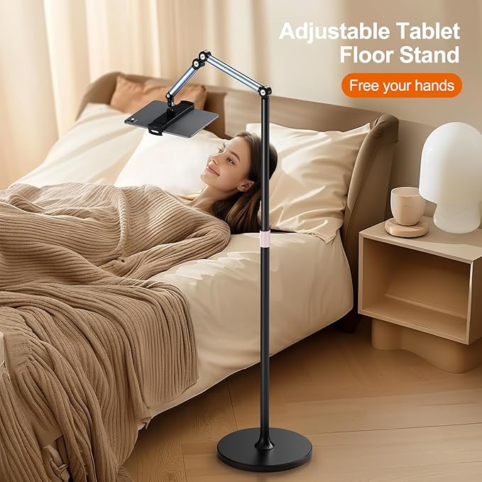 Tablet Floor Stand, 360° Rotation Tablet Holder, Compatible with iPad, iPhone, Samsung, Google, Kindle Tablet/Phone, (4.5''-12'')