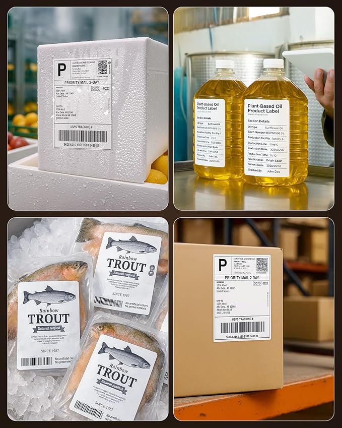 MUNBYN 4"x6" Direct Thermal Shipping Labels, Durable Waterproof, Oil-Proof, Scratch-Proof, Alcohol-Resistant, Tear-Resistant Label Paper for Thermal Printers, Packages, 380 Sheets/Fanfold