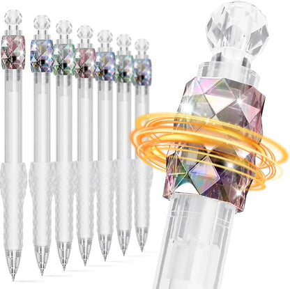8 Pack Ballpoint Pens - 1.0mm Fidget Rotating Black Ink, No Smudge | Medium Point Smooth Writing - Soft Grip, Quick-drying Pens for Journaling, Cute School & Office Supplies, Gift for Women Men