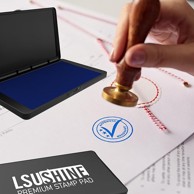 Large Stamp Pad, 6.1 x 3.4 Inch Blue Ink Pad Premium Quality Felt Pad Rubber Stamp Ink Pad for Office, Home