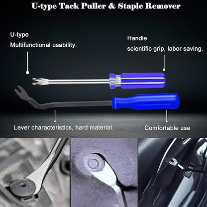 Sunxeke 4Pcs Upholstery Staple Remover Tool Set Including 7inch End Cutting Plier,V Tip Tack Puller,U Tip Tack Puller,Staple Remover,Nail Puller Carpet Remover for Furniture Floor Photo Frame