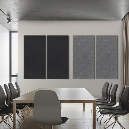 2” Thick Acoustic Panels with Hanging Hardware, 2 PCS 47.2” x 23.6” Fiberglass Sound Absorbing Panels for Home Theater Church Office Wall, Black