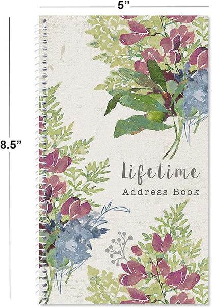 Current Fall Florals Address Book - 94 Pages; Small 5" x 8-1/2" Size for Purse or Office, Spiral Bound Soft Cover Organizer for Contacts, Addresses, Email, & Phone Numbers + 50 Replacement Stickers