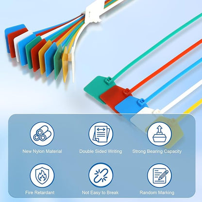 6 in Marker Nylon Cable Ties, Plastic Water Proof Tags, Self-Locking Written-on Cable Marker, Security Seals Label for Cabling, Wire Marking Label, Shipping Hanging Tags - Green/ 100pcs
