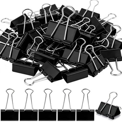 150pcs Binder Clips 1.25 Inches Medium Binder Office Clamps Black Paper Clips and Binder Clip Bulk for Office Supplies, Home, School (Medium)