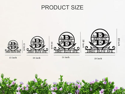 Personalized House Number Monogram Sign, Custom Address Sign with Last Name, House Numbers for Outside, Address Plaques for House，Address Numbers for Houses
