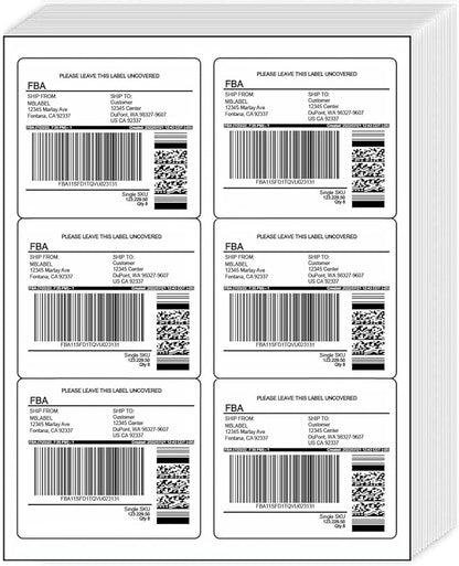 200 Sheets Sticker Labels 6 Up White Permanent Self Adhesive Shipping Labels, 3 1/3” x 4” Printable Stickers for Laser & Inkjet Printers, All 1200 Labels