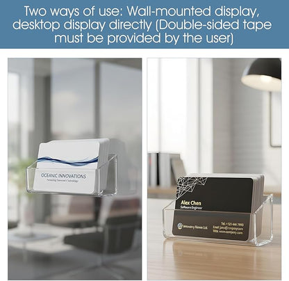 Yolev 2 Pcs Acrylic Business Card Holder Wall Mount Clear Business Card Organizer Hanging Office Calling Cards Display Stand Visiting Cards Desktop Organizer for Home Wall Mount or Place on Desk