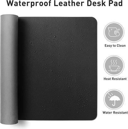 Aothia Leather Desk Pad Protector, Mouse Pad, Office Desk Mat, Non-Slip PU Leather Desk Blotter, Laptop Desk Pad, Waterproof Desk Writing Pad for Office and Home (Black,36" x 17")