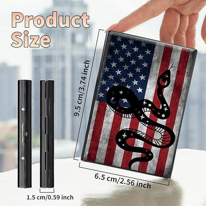 BWEGRHE Slim Credit Card Holder, Snake Flag RFID Blocking Metal Wallet for Men & Women, Aluminum Minimalist Hard Case Pocket-Sized Business Cards Organizer (Fits Up to 10 Cards)