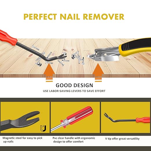 Alimtee 4Pcs Upholstery Staple Remover Tools Set Including End Cutting Pliers Staple Puller Tack Lifter Carpet Remover Fastener Remover for Furniture Floor Wall Car Photo Frame