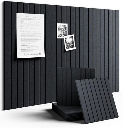 Fluxynara Large Felt Bulletin Board 36" x 24" Cork Board Alternative-6 Pack with 40 Safe Removable Adhesive Tabs, Cork Boards for Walls for Home Office Classroom Pin Board - Deep Charcoal Blue