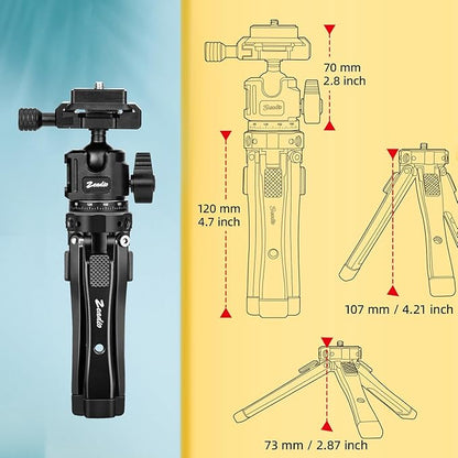 Zeadio Heavy Duty Metal Tripod Kit with Arca Ball Head - Universal Phone Vlogging Kit, Cell Phone Stand & Travel Tripod for iPhone/Android, Camera, Gimbal, Action Cam etc