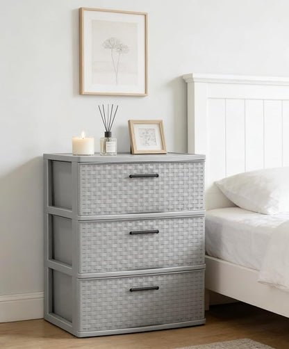 3 Drawer Wide Weave Tower color：Cement