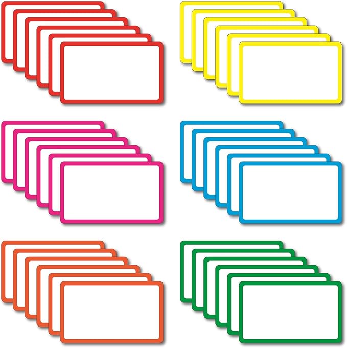 36 Pack Magnetic Dry Erase Labels - Magnetic Blank Cards with Color Borders, Reusable Magnetic Name Tags - Dry Erase Labels for Home, Office, Classroom - 3 x 5 Inches