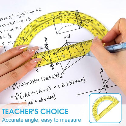 Hoiny 10 Pack Clear Protractor, 6 Inch Plastic Protractors, 180 Degrees Accurate Math Geometry Tools for School, Office, Classroom (Mixed Colors)
