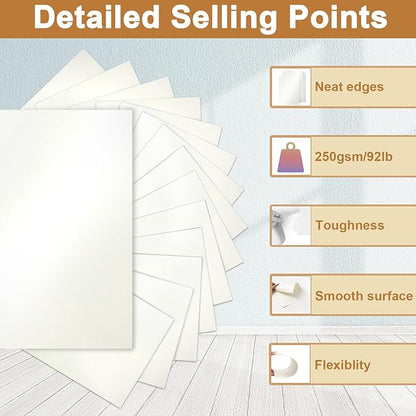 Silunkia 28 Sheets Cream Shimmer Cardstock 8.5 x 11 Off White Paper, 92lb Heavyweight Glossy Paper Card Stock for DIY Cards Making, Business Cards, Wedding Invitations, School Crafting, Menus