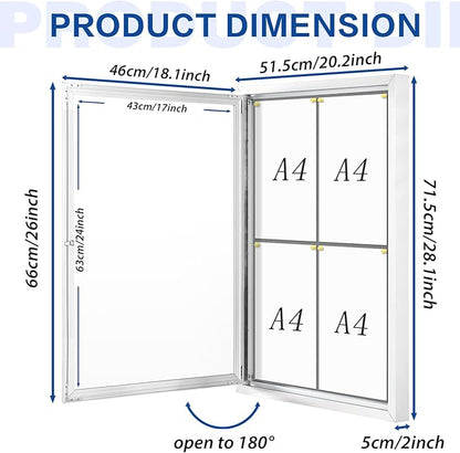 SWANCROWN Enclosed Bulletin Board Grey Felt Displays Boards Weather Resistant Wall Mounted Notice Case,28x20inches