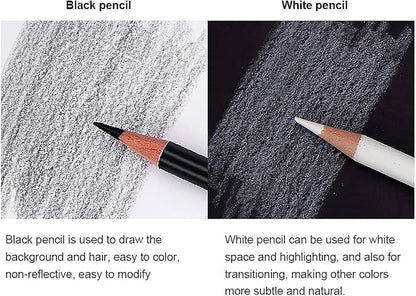SIQITECHNO 12Pcs Black and White Based Colored Pencils Wooden Oil Color Pencils Premier Soft Core Colored Pencil for Drawing Sketching Shading
