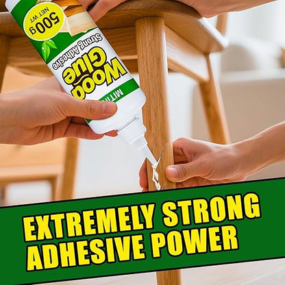 Wood Glue 17.6 oz/500 g, High-Capacity Super Glue for Woodworking, Waterproof Strong Wood Glue for Furniture Heavy Duty, Waterproof Glue for Crafts, Furniture, Wood Floor, Baseboard, cabinets, Door