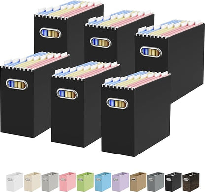 Oterri Cardboard File Organizer Box for Hanging File Folders Letter Size,File Box for Computer Desk,File Cabinet,Working Home,Office,Classroom(Black, Letter Size - 6 Packs)