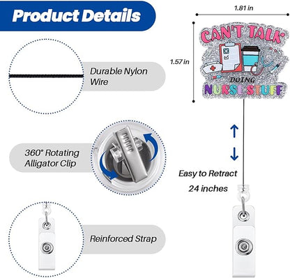 Can't Talk Doing Nurse Stuff Funny Nurses Badge Reel, Retractable ID Card Badge Holders, Medical Badge Clip for ER ED ICU RN LPN LVN Nursing Student Night Shift Nurse Ambulatory Care Clinics Surgical