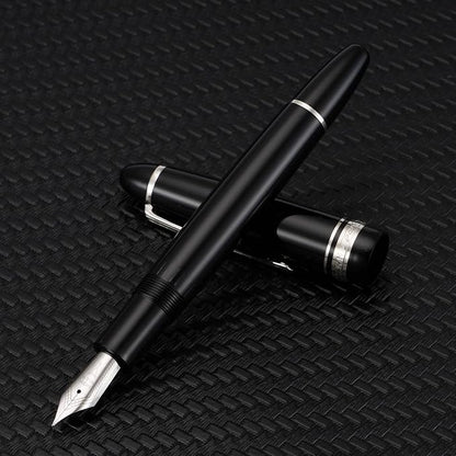 erofa Majohn P136 Piston Fountain Pen Medium Nib with Box, Black Resin Writing Pen Set