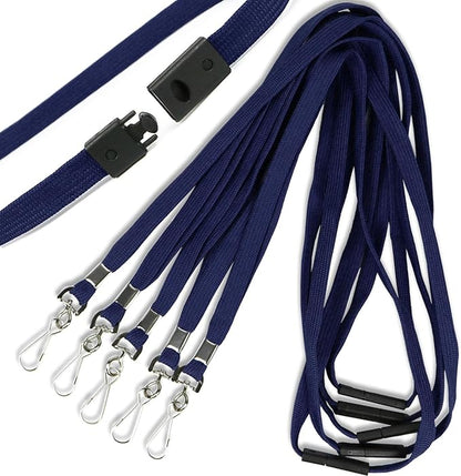 Ollain 25 Pack Breakaway Lanyard with J-Hook Bulk Flat Lanyards for Name tag ID Badges (Midnight Blue, Breakaway 25 Pack)