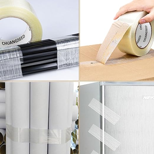CHUANGSEED 2-Pack Mono Filament Strapping Tape 6.2mil x 2Inch x 30yds Commodity Grade Heavy Duty Transparent Reinforced Fiberglass Tape