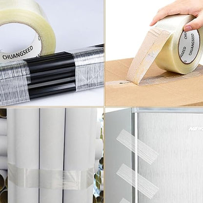 CHUANGSEED 2-Pack Mono Filament Strapping Tape 6.2mil x 2Inch x 30yds Commodity Grade Heavy Duty Transparent Reinforced Fiberglass Tape