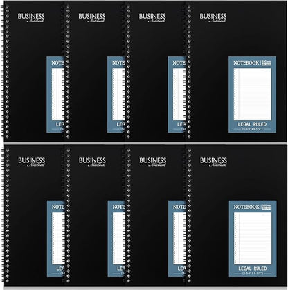Resurhang 8 Pack Wirebound Business Notebook Legal Ruled Spiral Notebook 6-5/8" x 9-1/2" 80 Sheets Per Pad Professional Journal for Office Journal Planner Work Meeting Men Women(Blue)