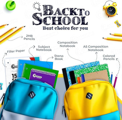 Rosmonde 720 Packs (Pallet) 5 Subject Notebooks, Spiral Notebook Bulk, College Ruled,Pallet of Notebooks,150 Sheets (300 pages), 8 x 10-1/2", Bulk Spiral Notebooks for School & Office,4-7 Days Transit