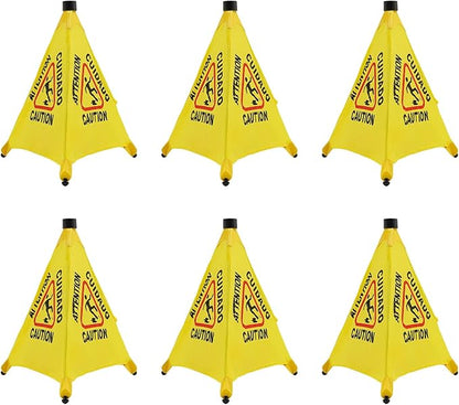 20 inch Wet Floor Sign 6 Pcs, Pop up Foldable Wet Safety Signs with Storage Tube Commercial Caution Safety Cone Pop up Caution Sign, for Stores Grocery Restaurant Restroom Office Hotel (6)