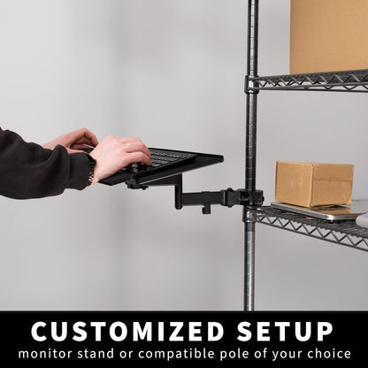 Universal 26 Inch Keyboard and Mouse Tray Pole Mount, 360 Degree Rotation, Neutral Writing Position, Black, Mount-POLEKB
