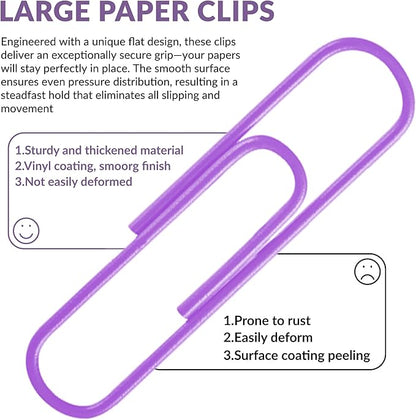 Jumbo Paper Clips, 2 Inch Large Paper Clip, 100 pcs Paperclips (Jumbo, Purple)