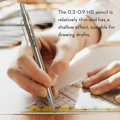 Nicpro 33PCS Metal Mechanical Pencil Set in Leather Case, Art Drafting Pencil 0.3, 0.5, 0.7, 0.9 mm, 2mm Lead Pencil Holders for Sketching Drawing With 18 Tube (6B 4B 2B HB 2H 4H Colors) Lead Refills