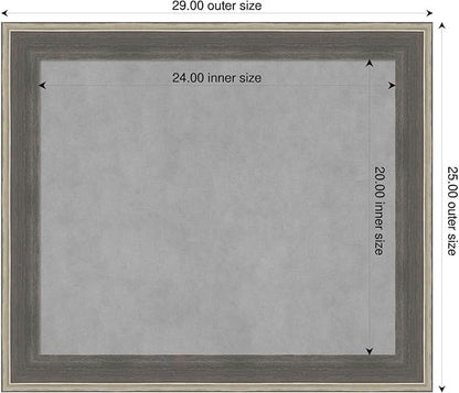 Amanti Art Grey Framed Magnetic Board 25x29 Medium Vision Board for use with Magnets, 100% Metal Sheet to Display Items as Office Decor or for Home Organization in mudroom, Kitchen or Kids Room