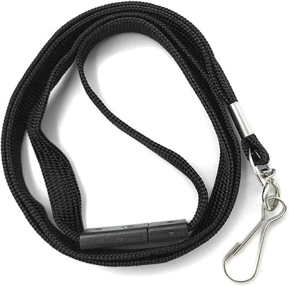 Lanyards Safety Black Lanyards Neck Flat Premium Breakaway Badge Lanyard with J-Hook for ID Nametag Badge Holder (Black, 50 PCS)