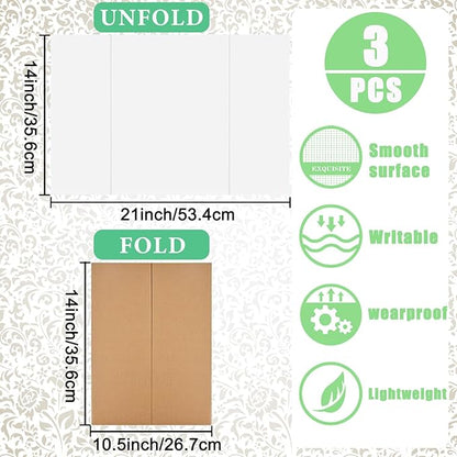 Trifold Display Boards with Colorful Self-Adhesive Sheets – 24 x 16 Inch Tri-Fold Corrugated Presentation Boards for Science Fairs, Complete Poster Board Kit