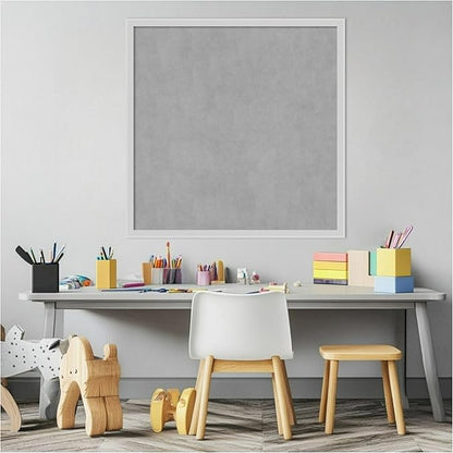 Amanti Art Silver Framed Magnetic Board 25x25 Medium Vision Board for use with Magnets, 100% Metal Sheet to Display Items as Office Decor or for Home Organization in mudroom, Kitchen or Kids Room