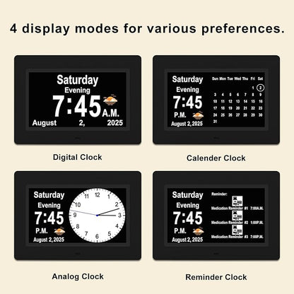 SSYA Dementia Clocks with Day and Date for Seniors,13 Alarms Custom Reminders, Extra Large Digital Calendar Clock for Elderly. (Black)