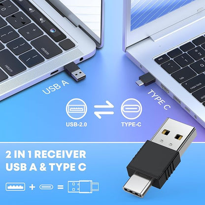 2 in 1 Type C USB Presentation Clicker with Carry Bag, Wireless Presenter Remote PowerPoint Clicker for Computer Presentations, Slide Advancer for Mac Laptop