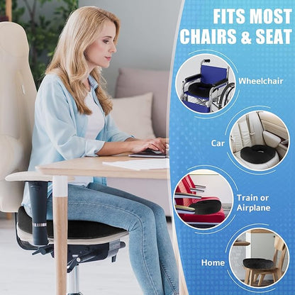 BlissTrends Donut Pillow Seat Cushion, Donut Chair Cushions for Postpartum Pregnancy & Hemorrhoids, Tailbone Pain Relief Cushion, Memory Foam Lifting Cushions for Office & home Chairs (Black, X-Large)
