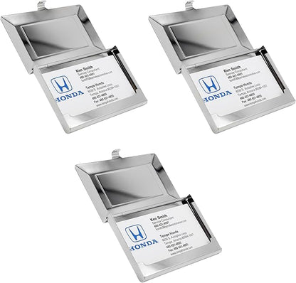 Stephanie Imports Set of 3 Slim & Minimalist Metal Business Card Holder Unisex Case (Silver Rectangle)