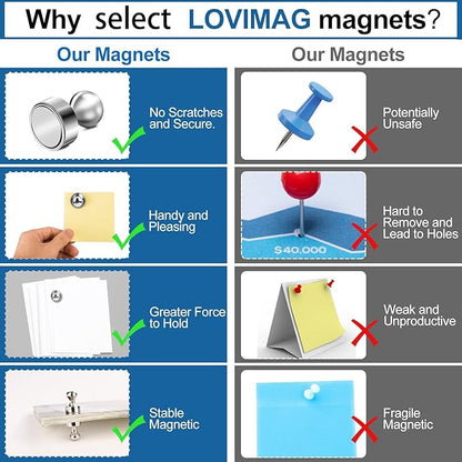 LOVIMAG Fridge Magnets 18Pcs Refrigerator Whiteboard Small Strong Magnet Classroom Kitchen Accessories Decorative Locker Set Decor Must Haves Office Calendar Refrigerador Magnetic Cute Crafts Silver
