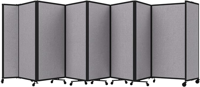 Versare Room Divider 360 Portable Wall Partition | Folding Panels | Large Freestanding Divider | Locking Wheels | Temporary Room Separator