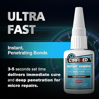 Thin Super Glue 1 oz, All Purpose Clear Liquid CA Glue Repair Wood Ceramic Glass Plastic, Heavy Duty Cyanoacrylate Adhesive for 3D Print PLA Shoe Metal Craft, Strong Bond and Instant Superglue