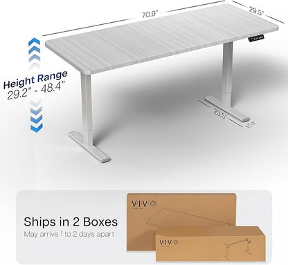 VIVO Electric 71 x 30 in Standing Desk, Memory Height Adjustment, 1B Series, Holds 220 lbs, Dark Gray Top Gray Frame, DESK-KIT-1G7G