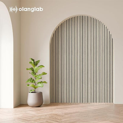 Olanglab Wood Slat Wall Panels 4 Pack, Wooden Acoustic Wall Panels, 94.5"x12.6" Each 3D Wall Panels for Interior Wall Decor (Light Oak-Extendo Trio)