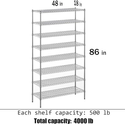 Regal Altair 18" Deep x 48" Wide x 86" Height Wire Shelving Kit | 8-Tier | NSF Commercial Storage Rack Unit